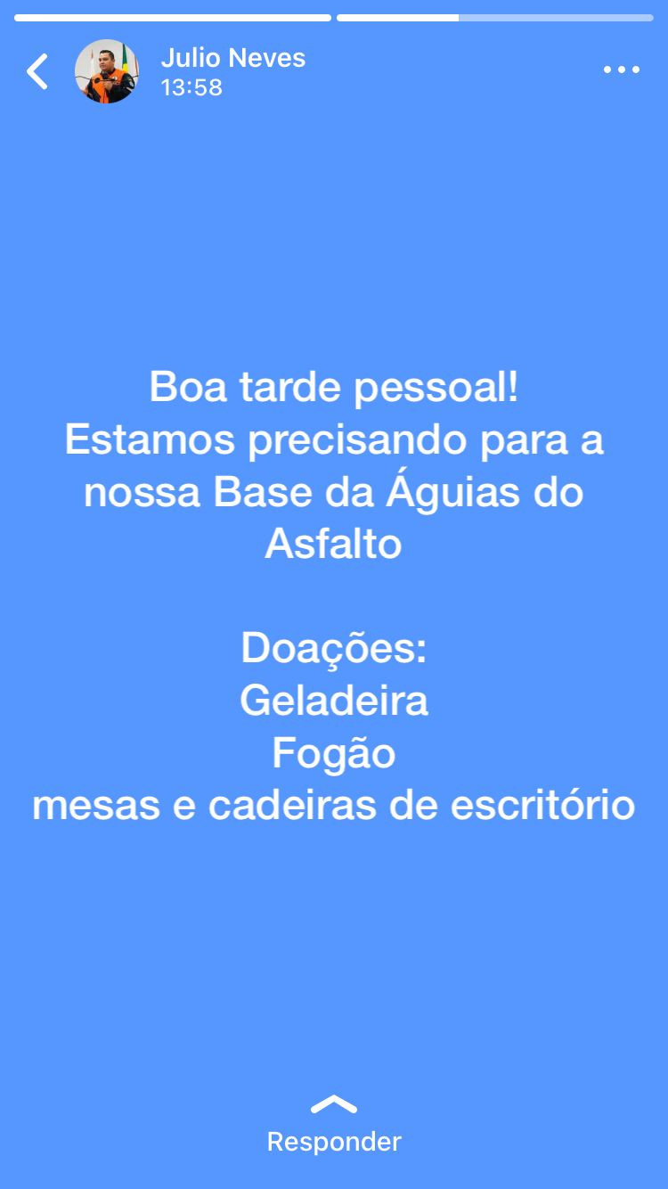 Precisamos de doação: Geladeira, fogão, mesa e cadeira escritorio 